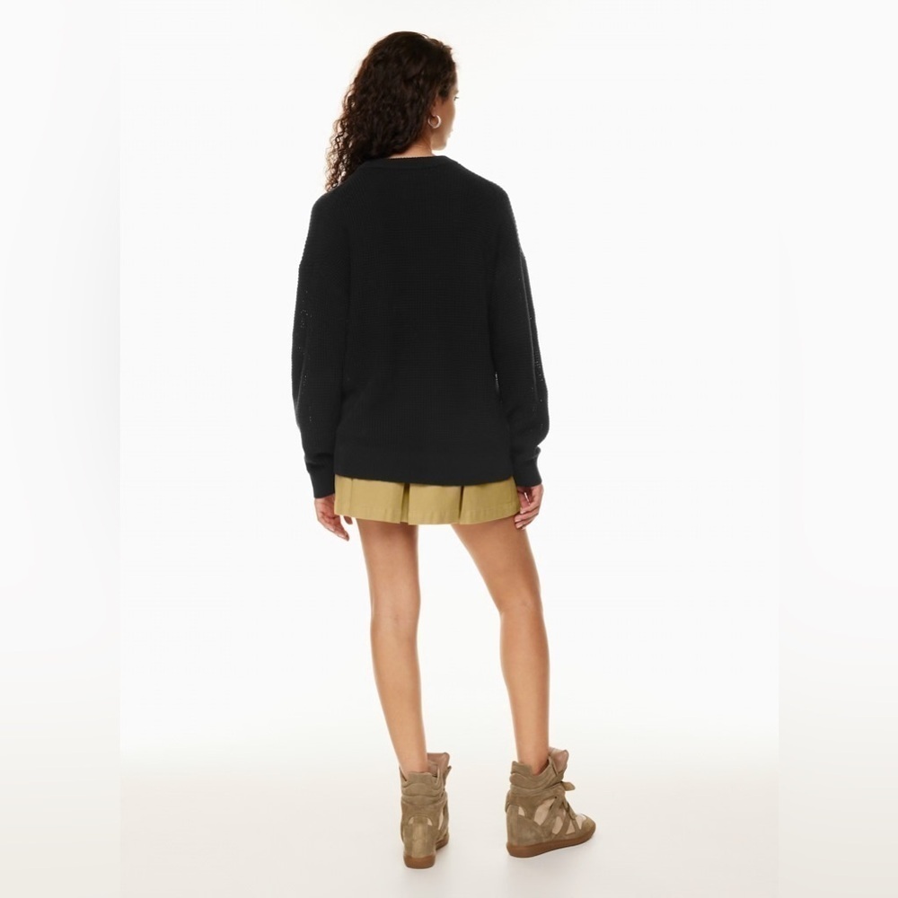 Aritzia Wilfred Free Hillside Sweater Black 100% Wool Crewneck Waffle Knit S - Picture 3 of 13